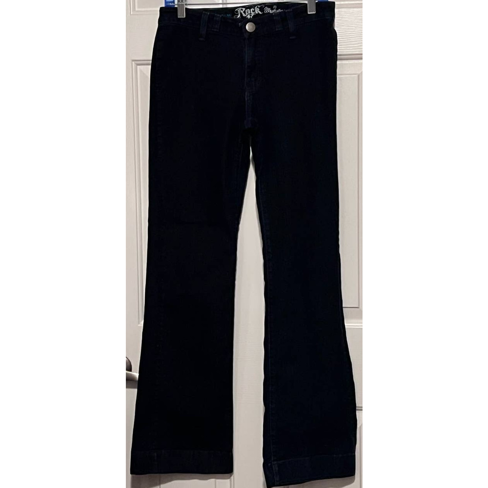 Wrangler‎ Rock 47 Women's Wide Leg Dark Wash Denim Jeans Size 27 x 32